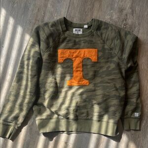 Men's Camo Crewneck Sweatshirt with Orange 'T' Patch